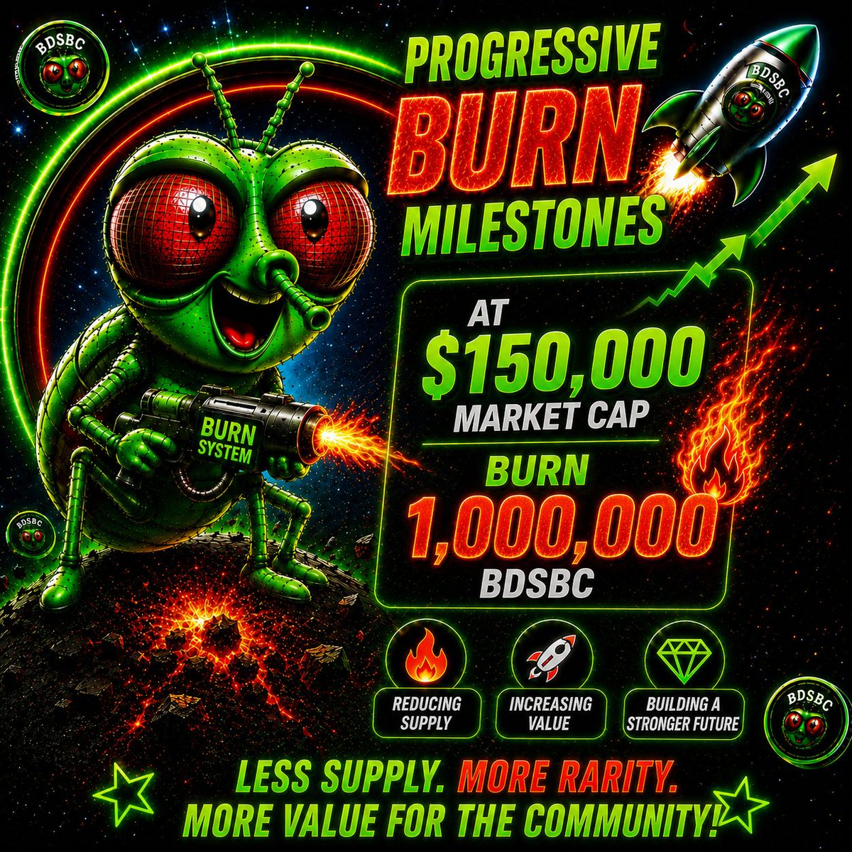 BugsGame83515's tweet photo. 🔥 PROMISE MADE. PROMISE KEPT. 🔥

As always, we deliver on what we promise.

Today, the first milestone of the BDSBC Progressive Burn System has officially been completed.

🎯 Market Cap reached: $150,000
🔥 1,000,000 BDSBC permanently burned
This is just the beginning.

Our Progressive Burn System is designed to continuously reduce the circulating supply as new market cap milestones are reached—creating a stronger, more deflationary ecosystem and rewarding long-term holders.

Every milestone matters.
Every burn makes BDSBC scarcer.
Every step brings us closer to the next level.

✅ On-Chain Proof of Burn:
https://t.co/YqsXASfbgC
Thank you to every holder who believed in the vision and helped us reach this achievement.
🚀 The journey has only just begun.

Next milestone... loading. 🔥
#BDSBC #Ethereum #ERC20 #Crypto #TokenBurn #Deflationary #Web3 #DeFi #Altcoins #CryptoCommunity #Bullish #HODL #ETH #Memecoin #BurnSystem