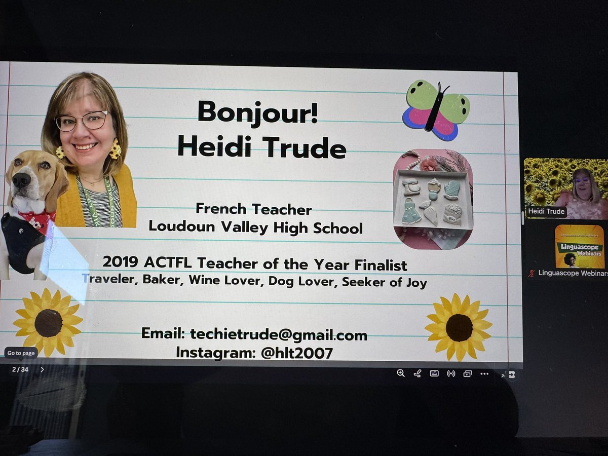 CristaHazell's tweet photo. #mfltwitterati #worldlanguageeducators #mflchat #mflteacher Here we go! We are live with the amazing Heidi Trude for the last @linguascope webinar of this Academic year. Please do join us. https://t.co/SClDqohVlk