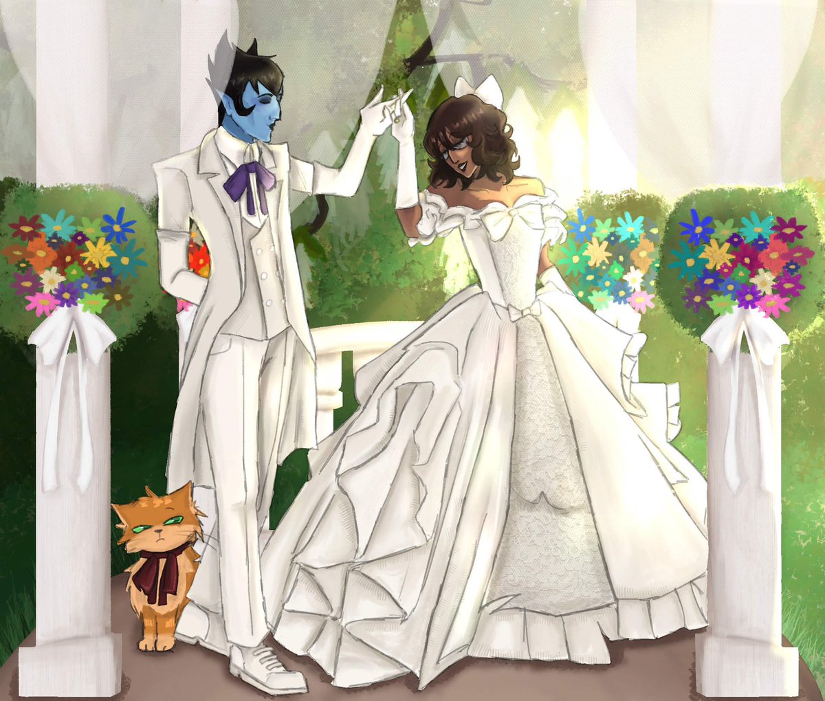 AEdenRt's tweet photo. Posting this here cuz why not It’s been a year since these two got together so I drew them getting married ❤️❤️❤️❤️❤️ https://t.co/DiCqlWpBCr
