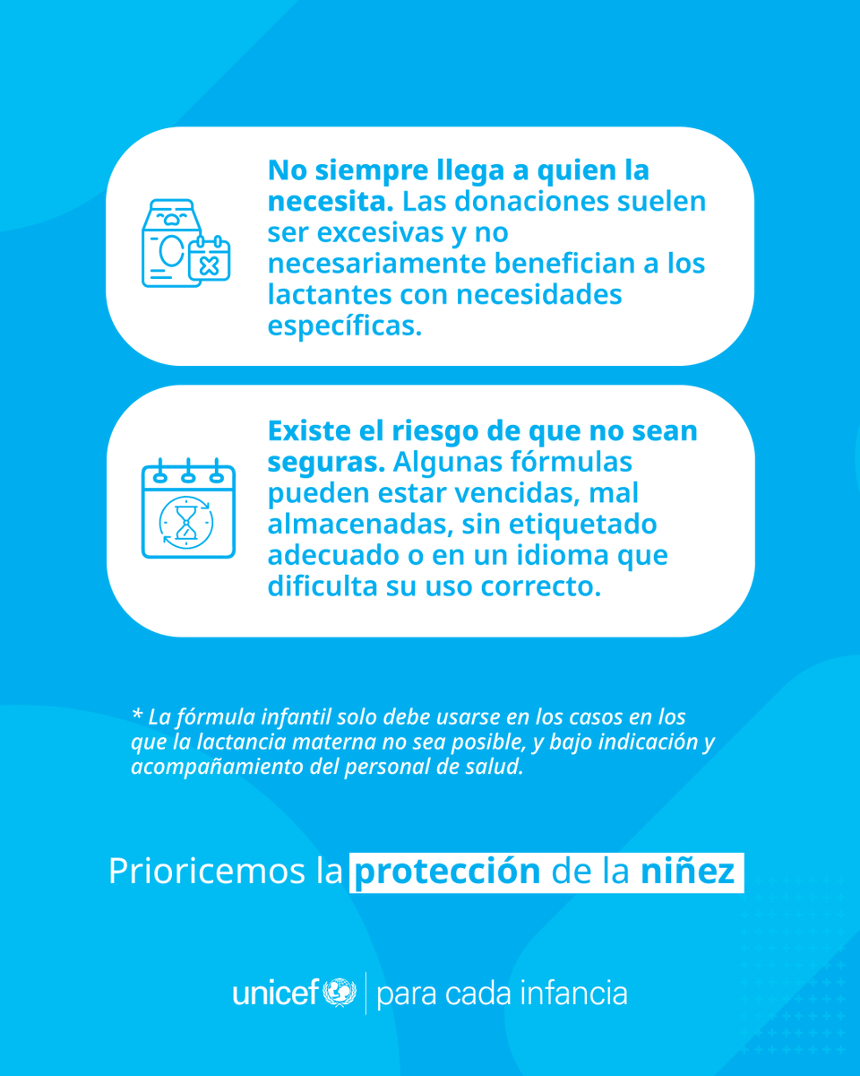 unicefvenezuela's tweet photo. ¿Cómo proteger a los bebés en situaciones de emergencia? 🤱🩵 Ante crisis o desastres naturales, la alimentación de lactantes, niños y niñas pequeños requiere pautas específicas para evitar riesgos en su salud.

Te invitamos a deslizar para conocer nuestras recomendaciones. https://t.co/WKc2eoe4bE