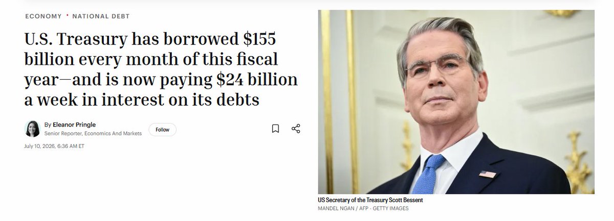 NoLabelsOrg's tweet photo. The federal government now spends nearly $24 billion a week on interest – money that cannot be invested in the priorities Americans actually care about.

@MayaMacGuineas is right: both parties need to stop pretending this problem will solve itself. America needs a bipartisan plan to get the debt under control.