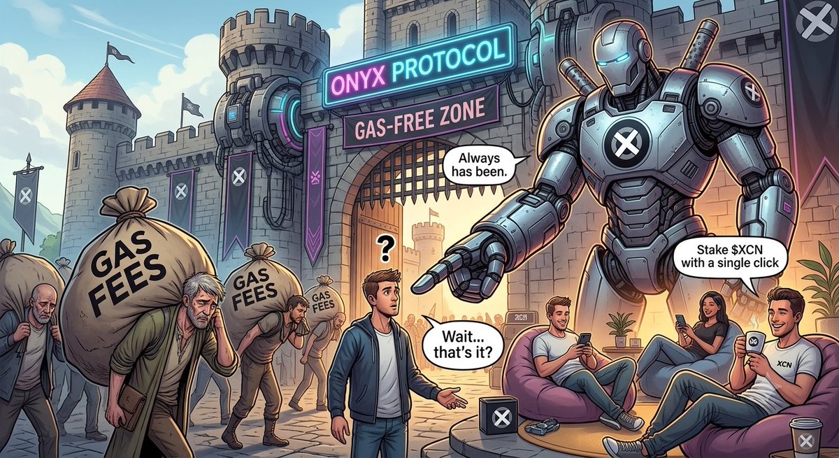 willywonkaaa26's tweet photo. The difference between paying endless gas fees and staking with one click is becoming impossible to ignore. This meme sums it up perfectly. Looking forward to seeing the @Onyx ecosystem continue to grow. $XCN #OnyxProtocol #xcn https://t.co/ZSvuEJl8s8