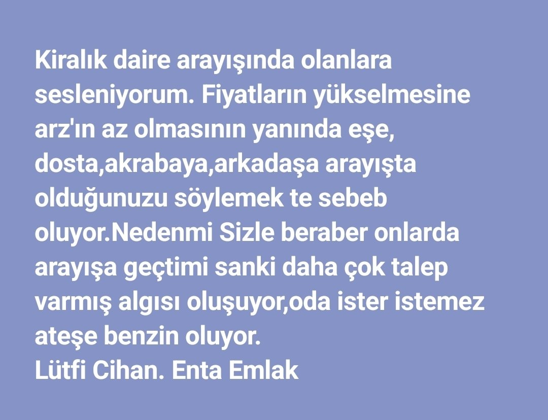 entaemlak's tweet photo. Kiralık Daire arayışında olanlar sessiz olmalı https://t.co/q3NkrZQVRA