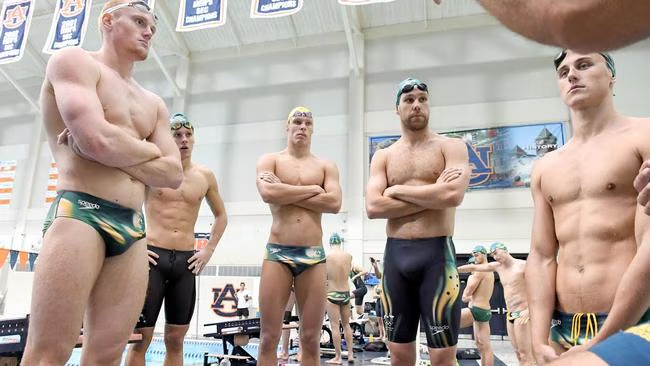 DigitalOxen's tweet photo. @Lynn32121 @divineprofusi @donutsforeyes The swimming teams don't seem to have any trouble keeping everything inside. 

Even if we went with your line of thinking, there is no mens shorts need to go lower than the top of the thigh. https://t.co/OTodeinSKB