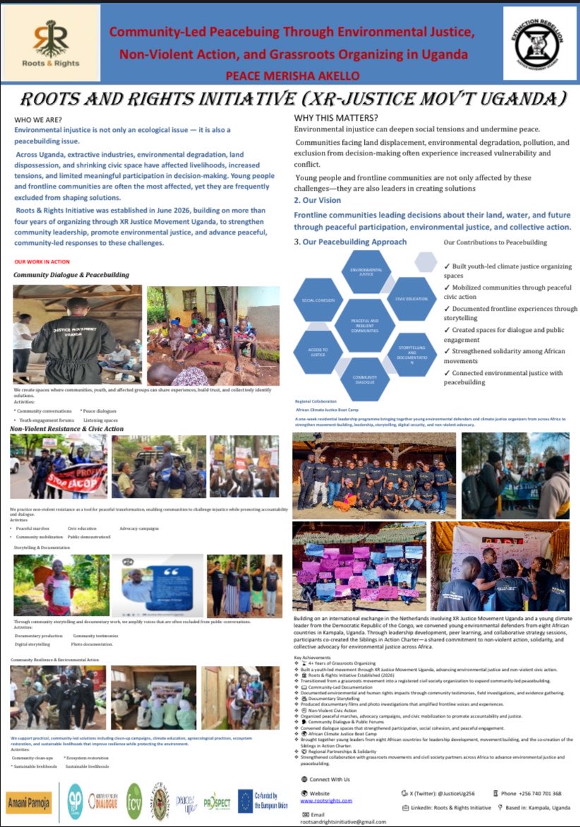 RootsnRights's tweet photo. Our poster reflected a simple belief, sustainable peace is built with communities not for them.
We look forward to sharing more with young people and key partners organizing the program.

Our commitment to climate Justice is broadening each lived day.
#ClimateJustice https://t.co/S0lE6rkmH1