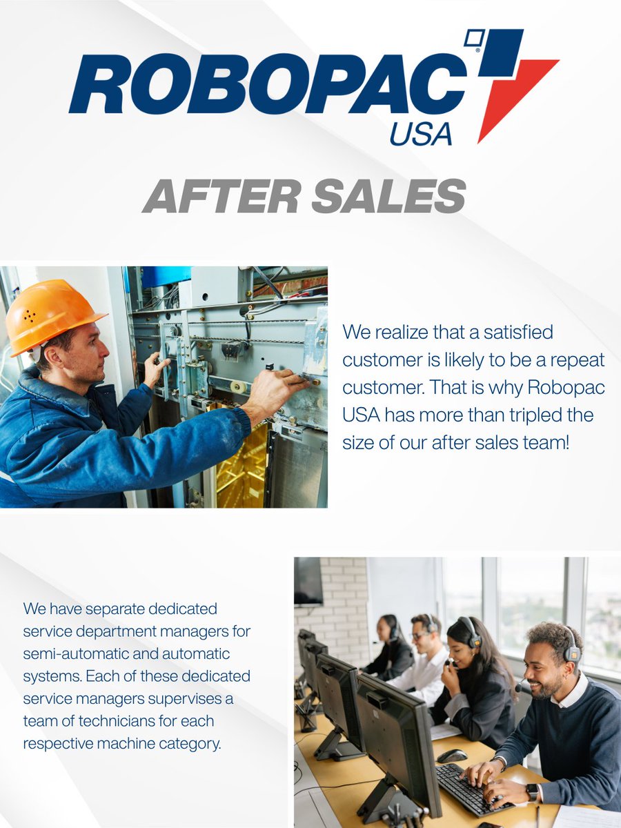 ROBOPACUSA's tweet photo. There's a lot that happens behind the scenes of a sale. Our after sales team strives to provide the best service to get our machine to your doors as smoothly and quickly as possible! ⚡ https://t.co/6Fm2YTp9Xm