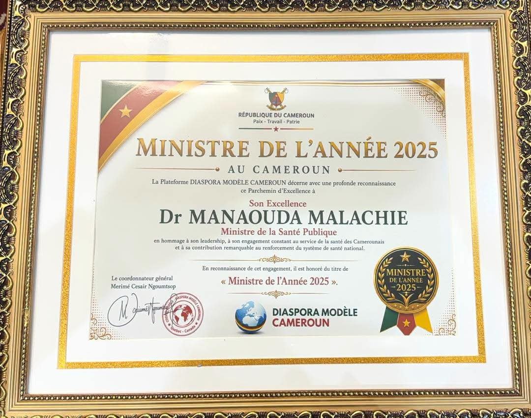 TheCameroonianZ's tweet photo. 🏆 Dr Manaouda Malachie sacré « Ministre de l’année 2025 » !

La plateforme Citoyen Modèle - Diaspora Modèle #Cameroun (Canada) a décerné ce 14 juillet une distinction d’honneur au MINSANTE pour ses réformes majeures (CSU, modernisation des hôpitaux). https://t.co/W4EL0nxTaK