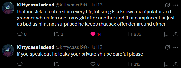 marleyjauz's tweet photo. @vgcomposer so what are we doing (thread)
i am still friends with all of my EXes and i have no issues with literally any of them, theyre some of my closest friends. yet you're here accusing me privately spreading gossip about me being a groomer with no actual proof. this is vile. https://t.co/EAIKSVPIbb