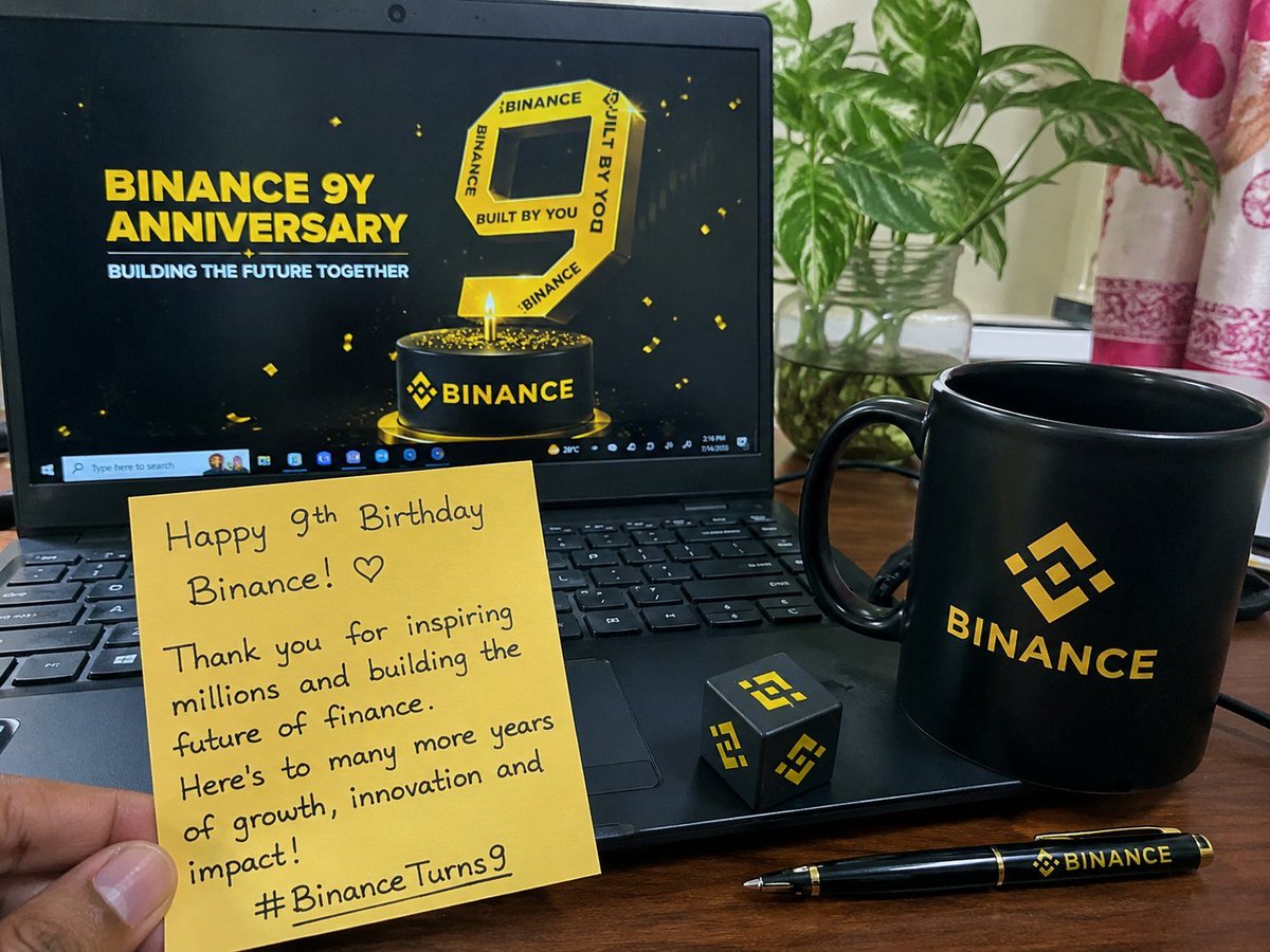 RatulHossa42767's tweet photo. Happy 9th Birthday, Binance! 🥳

It's been an incredible journey learning, growing, and building with this amazing community. Thank you for creating opportunities for millions around the world and for continuing to drive innovation in the crypto space. https://t.co/4Ig5yCwSPt