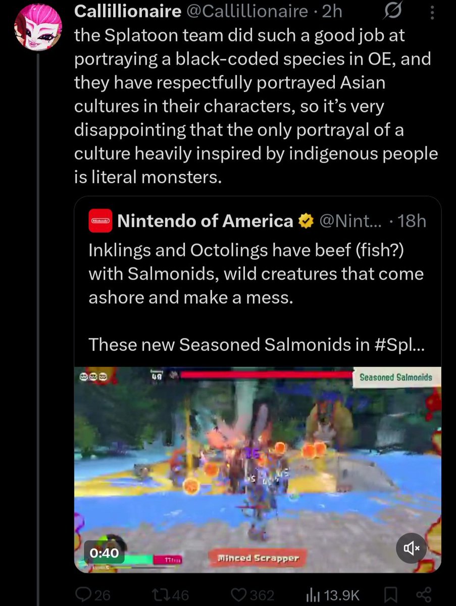 W1stCallieFan's tweet photo. oe doesnt portray a black coded species, it portrays the aftermath of a WAR caused by NATURAL CAUSES, NOT RACISM. politics have no place in the splatoon universe, because if they did raiders would make us the equivalent of europe colonizing countries in the xviii century https://t.co/fsjuc43Ihj