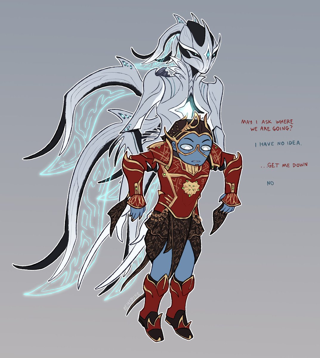 Remedyne's tweet photo. I wanted to make a few more drawings for myself before moving on from the sentient drifter topic. This time I made it in a form of AU that takes place before Roathe was turned into a protoframe.
A bond between an orokin and a sentient? What a beautiful disaster https://t.co/sQ0Q9rCT3t