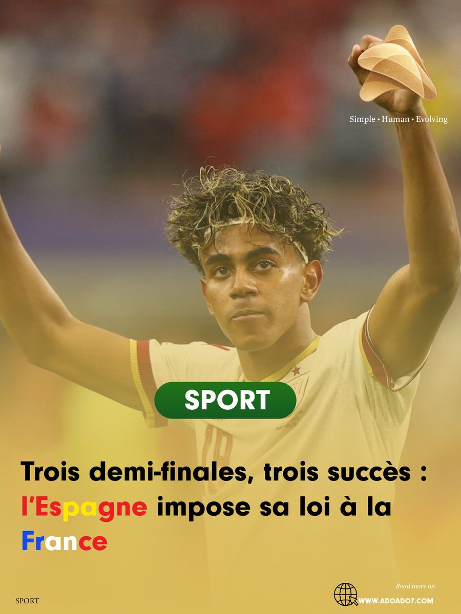 AdoAdo02's tweet photo. 🇪🇸📊 L’Espagne confirme sa domination récente face à la France.

Sur les 3 dernières confrontations, la Roja s’est imposée à chaque fois :

✅ 🇪🇸 2-1 🇫🇷 (Euro 2024 – Demi-finale)
✅ 🇪🇸 5-4 🇫🇷 (Ligue des Nations 2025 – Demi-finale)
✅ 🇪🇸 2-0 🇫🇷 (Coupe du monde 2026 – Demi-finale)

Bilan :
🇪🇸 3 victoires
🇫🇷 0 victoire
⚽ 9 buts marqués – 5 encaissés

La Roja enchaîne les succès dans les grands rendez-vous face aux Bleus. 🔥