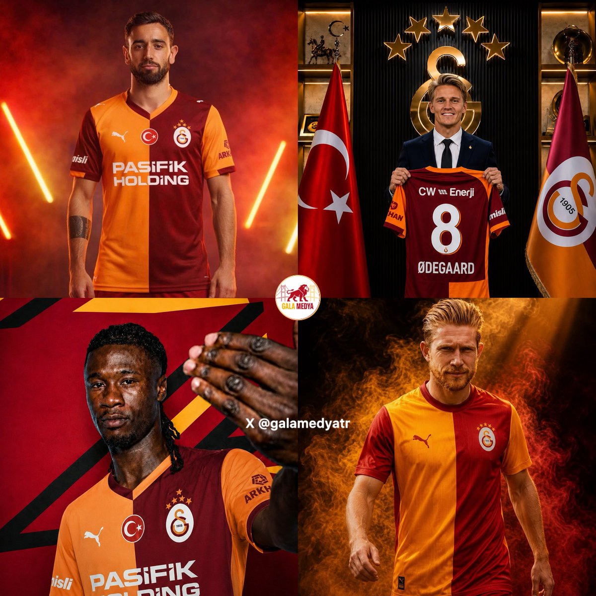galamedyatr's tweet photo. 🇵🇹 Bruno Fernandes (31)
🇳🇴 Martin Odegaard (27)
🇫🇷 Eduardo Camavinga (23)
🇧🇪 Kevin de Bruyne (35)

🟡🔴 Galatasaray’a bir yıldız transferi yapacaksınız, tercihiniz hangisi olurdu? https://t.co/O09ncr2BUF