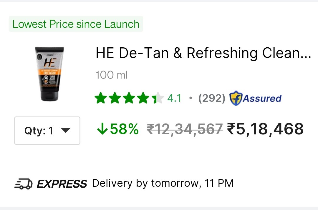 Lootzone_'s tweet photo. Flipkart Thinks I am Elon Musk 

₹5,18,468 Face Wash 😂

Insane 🤣 https://t.co/0Q0CY0q3cr