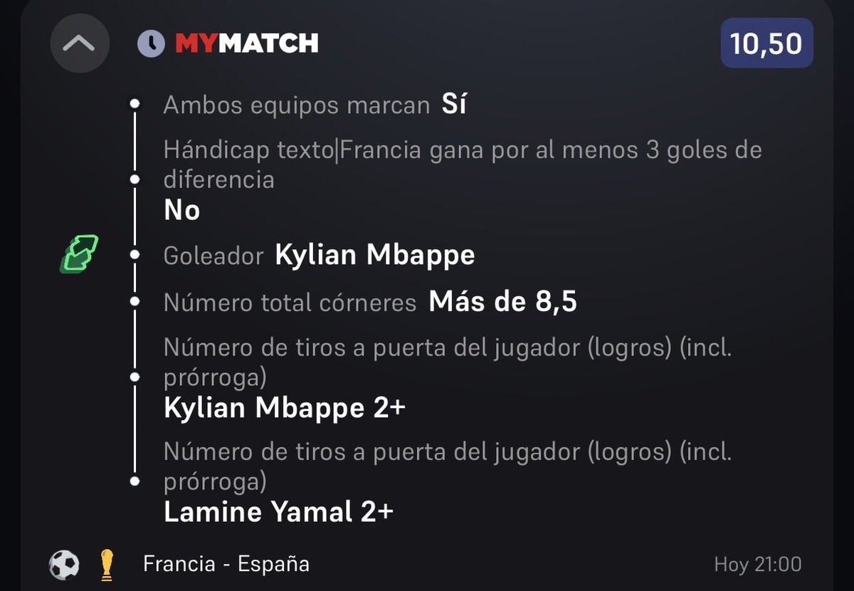 SelecStats's tweet photo. Francia - España

Partido muy difícil solo dejaré funbets y este pick de Wina que me parece clarísimo https://t.co/xMqeKxvlrm