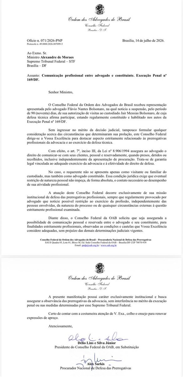 Maxcardoso's tweet photo. Gostei que a OAB escreveu uma nota, mas chama a atenção como começa pedindo licença e termina pedindo desculpas. https://t.co/aTBvfXq9d6