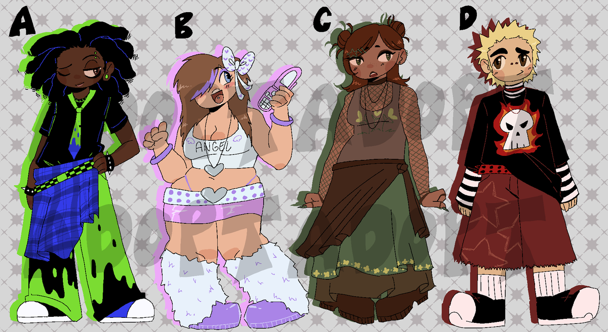 MercilessART's tweet photo. Some cutie adopts available!! :3c

20USD each, PayPal or through my vgen shop!! https://t.co/JDdwMchiTd 

DM or comment if you're interested :3c

#adopt #adopts #adoptables #y2k https://t.co/KyThNsTjnR
