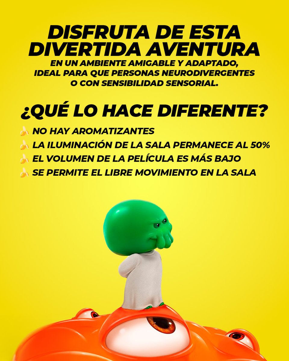 FCinepolis's tweet photo. ¡Una experiencia de cine donde todos se sienten cómodos! 💛 Aún puedes ver #MinionsYMonstruos en #FuncionesRelajadas con este 18 y 19 de julio. ✨
Da swipe para conocer toda la info. 👀🎬 #FundaciónCinépolis https://t.co/GqngkLPM0s