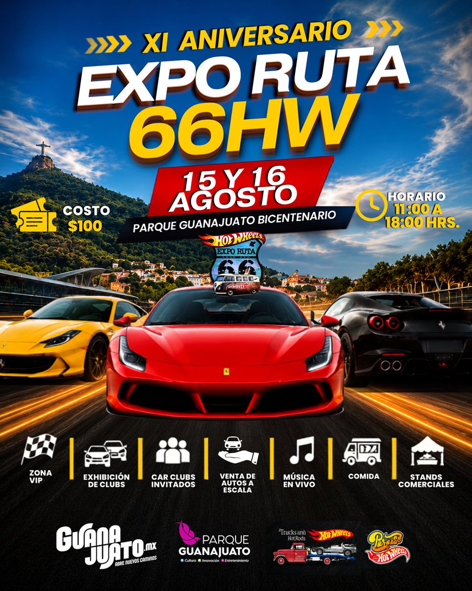PGBicentenario's tweet photo. 🔥 ¡Los motores están por encenderse! 🚗💨

Prepárate para vivir el XI Aniversario de Expo Ruta 66 en Parque Guanajuato Bicentenario, con dos días llenos de pasión por los autos, exhibiciones, clubes, música en vivo, coleccionables y mucho más.

📅 15 y 16 de agosto https://t.co/IzrtKTTL1N