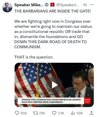 realscrivinTO's tweet photo. this pathetic jesus freak asshole @speakerjohnson
is THE MOST ridiculous &amp; hyperventilating piece of prostrated shit in service to that treasonous pedophile twatwaffle, @realdonaldtrump

DO YOUR FUCKING JOB, YOU DUMBFUCK LITTLE CLOSETED DIPSHIT

honest to fuck... COMMUNISM? #FOFF https://t.co/UoruvQ8YM7