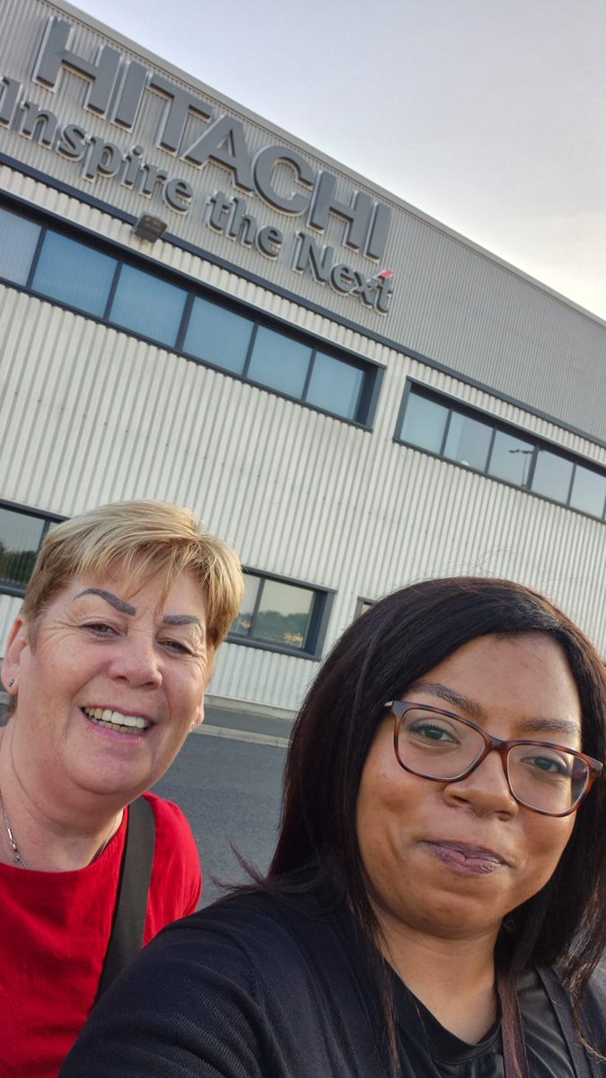 RMTunion's tweet photo. RMT Regional Organisers, Primrose Jeanton and Kathy Mazur on a night recruitment visit to Hitachi Doncaster and to deal with our cleaner members' issues.
#JoinRMT https://t.co/ARMlRazUjD