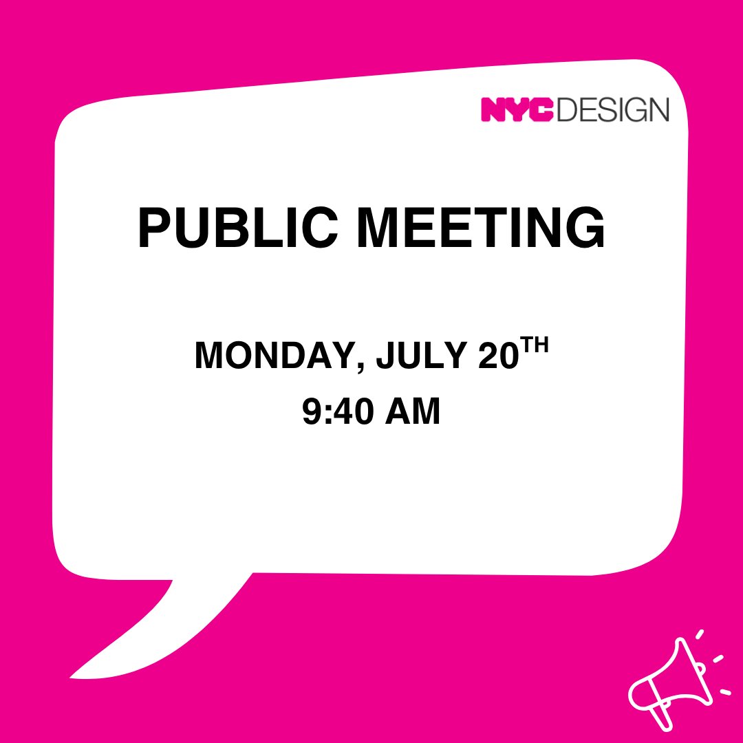 nycpublicdesign's tweet photo. Our next public meeting will be held on Monday, July 20th at 9:40 am.

You can find our agenda and instructions for viewing and participating both virtually and in-person here: https://t.co/jtgIEAWpOB https://t.co/Jh5P5bSflX