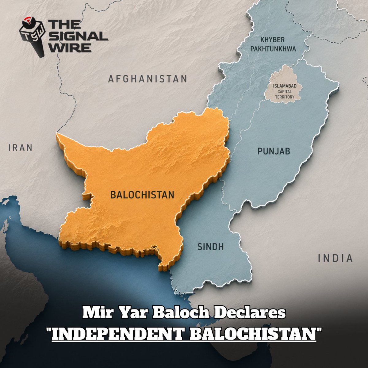 thesignalwire's tweet photo. 🚨 @miryar_baloch Declares 'Independent Balochistan'

Mir Yar Baloch has declared Balochistan an independent country, claiming that "The Republic of Balochistan" has established control over 85% of the region through its defence and security forces. https://t.co/xNSUxj1QrN