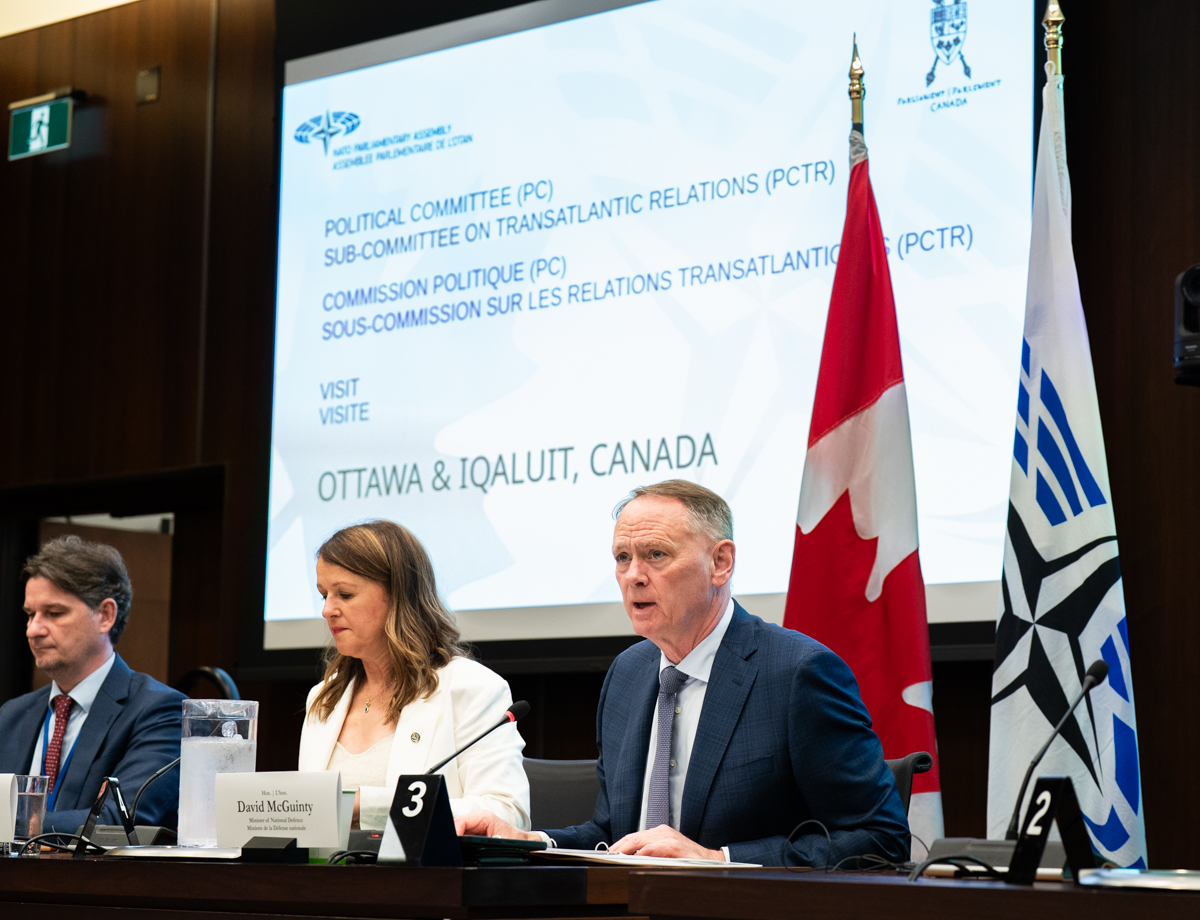 ParlDiplomacy's tweet photo. #CANA and the visiting @natopa delegation met with Minister of National Defence @DavidMcGuinty to discuss the Arctic’s strategic importance to Canada’s defence and its efforts to increase Arctic capabilities https://t.co/PGRKMUJ2Yv