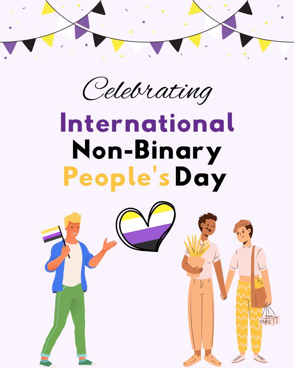 InfoASHA's tweet photo. We are celebrating International Non-Binary People's Day! 💜 💛 🖤 🤍 #NonBinaryPeoplesDay #NonBinaryPride #Nonbinary #GenderIsASocialConstruct #LGBT https://t.co/RIgmb1YXkY