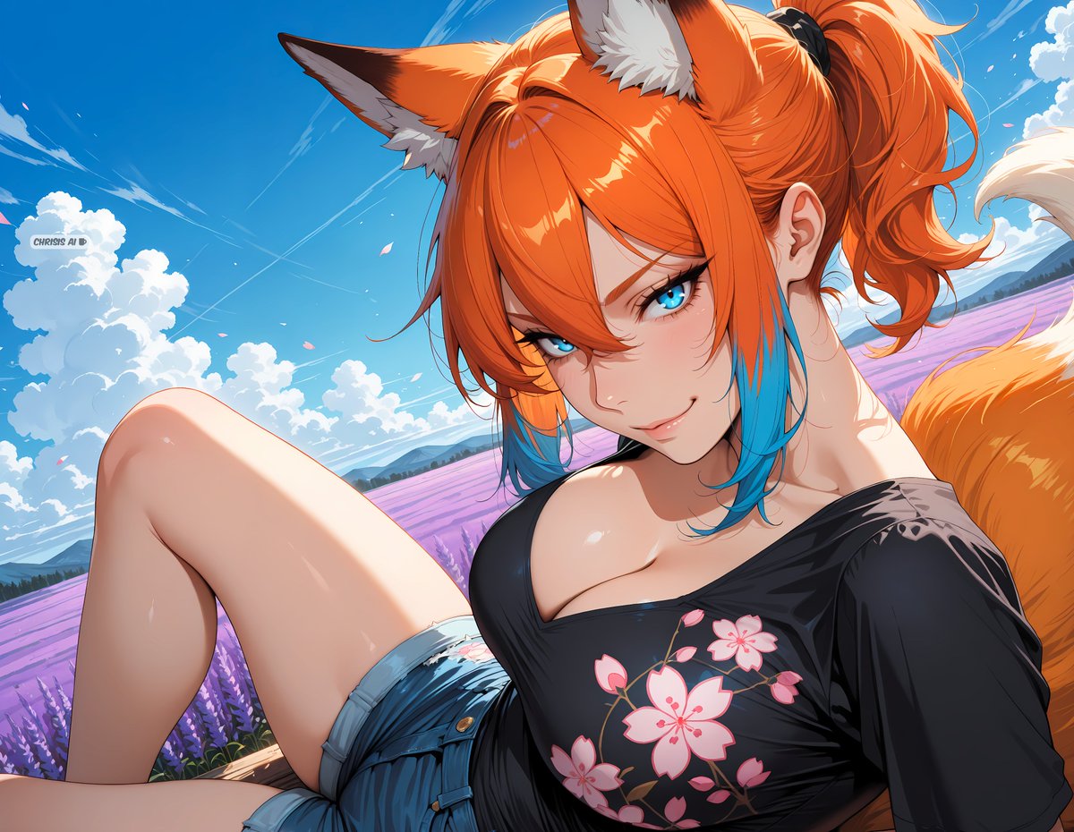 Chrisis_AI's tweet photo. Happy #FoxyFriday, friends!

Once again bringing you @AIFoxbeing, this time in the lavender fields - her favorite flower! She told me she looks like she's about to devour you in these. 😁 What do you think?

[ #AIart | #AIイラスト | #4K ]
[ SFW - No Nudity ] https://t.co/5R2RfBeHx2