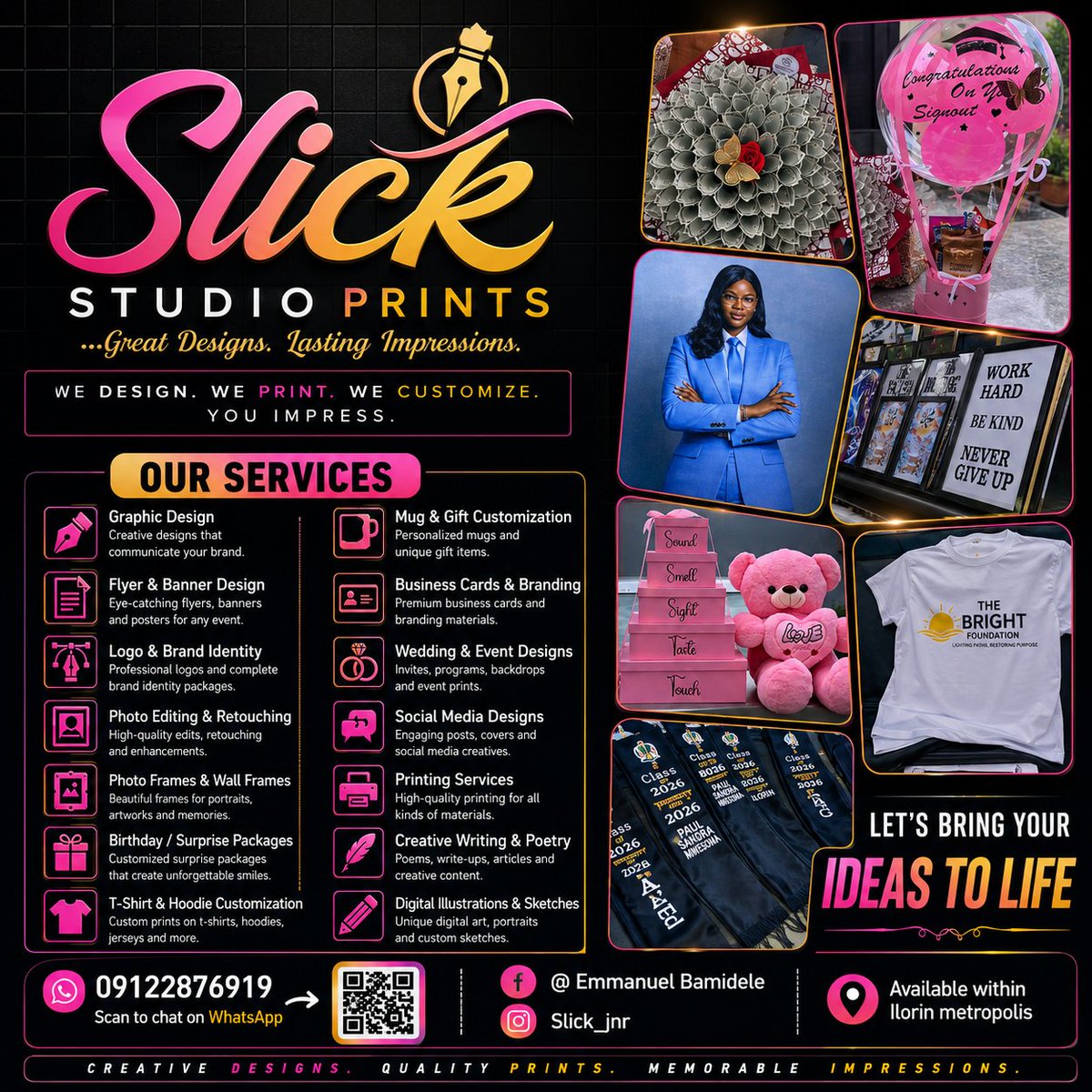 EmmanuelBA39631's tweet photo. Hello there! 👋

It's SLICK STUDIO PRINTS 

If you've ever needed a clean flyer, a premium banner, a sharp logo, customized shirts, beautiful frames, surprise packages, quality printing and lots 
📲 Let's Bring Your Ideas To Life.
Chat me on WhatsApp👇🏽 https://t.co/dU9pGeG0wC 🕸️ https://t.co/189wi0TORM