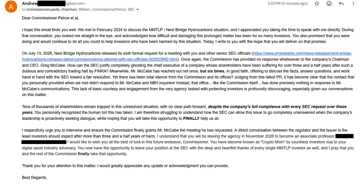 KarmaCollects's tweet photo. $MMTLP I did my part. Write your letter too... get it out there. 

To Commissioner @HesterPeirce: I hope we can count on you to embrace that core purpose upon which your office was created. Investors need your advocacy, and NBH stands at the ready to work with regulators. https://t.co/5AWReH3kOm