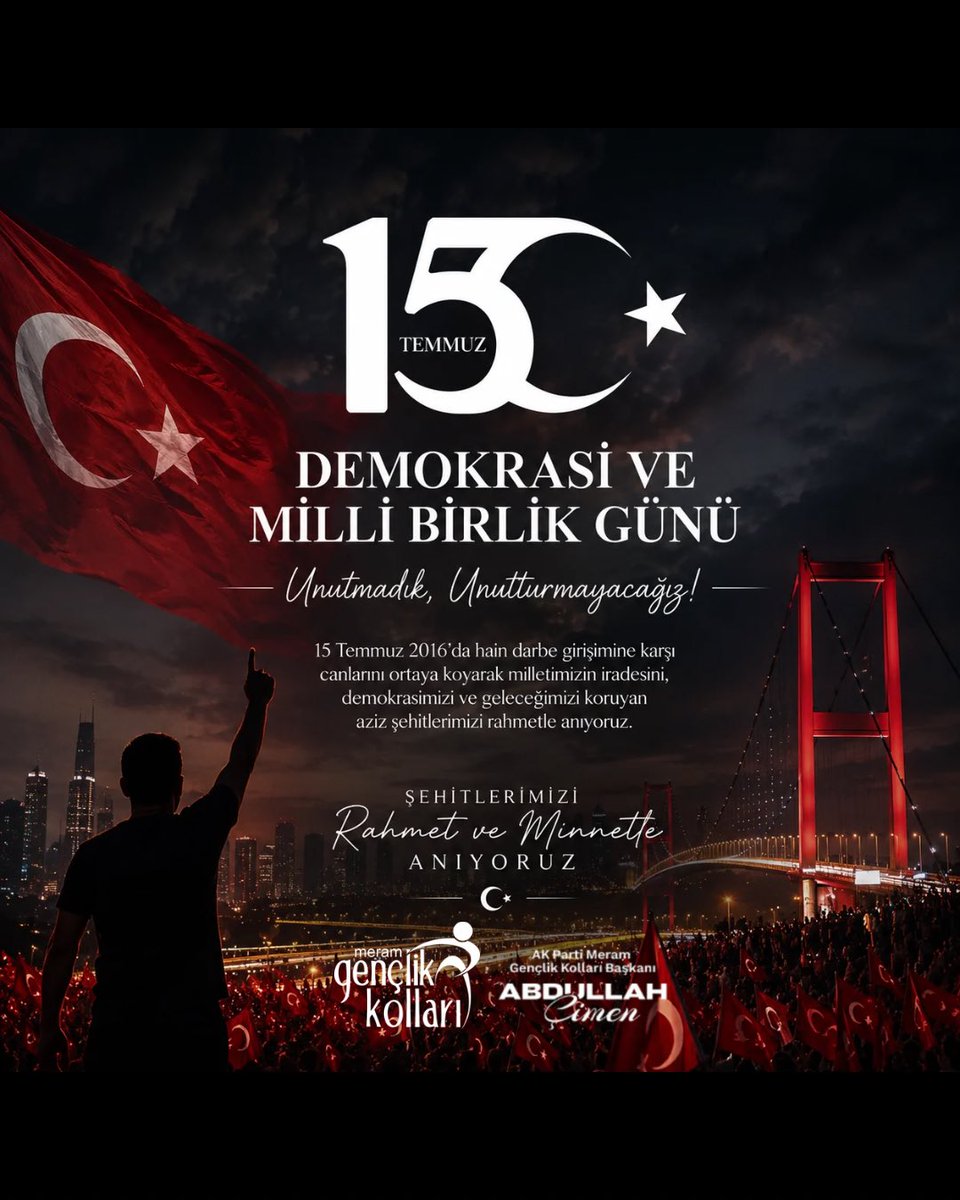 akgenclikmeram's tweet photo. 15 Temmuz, milletimizin iradesine, bağımsızlığına ve demokrasisine sahip çıktığı, birlik ve beraberliğin en güçlü şekilde ortaya konulduğu tarihtir.

Vatan uğruna canlarını feda eden aziz şehitlerimizi rahmet, minnet ve saygıyla; kahraman gazilerimizi ise şükranlar sunarız.🇹🇷🇹🇷🇹🇷 https://t.co/4R7iqTEIhY