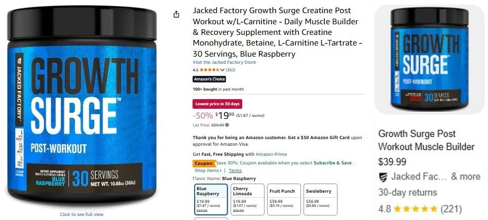 jacked factory l carnitine Growth Surge Creatine Post Workout w/L-Carnitine - Daily Muscle Builder & Recovery Supplement with Creatine Monohydrate, Betaine, L-Carnitine L-Tartrate jacked l carnitine Jacked Factory
