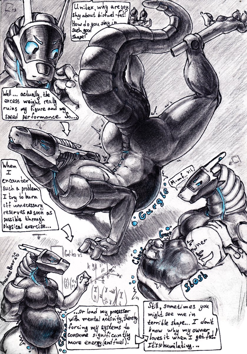 AnxiousBoar's tweet photo. How Unitex deals with excess weight.

#cuddling #belly #rumbling_stomach #belly_rub #after_vore #posinng #yoga #android #robot #comic #traditional_artwork #pencildrawing #digestion_noises #weight_gain #chubby_belly #chubby_ass #scifi #vore #digestion https://t.co/req5V8Rb6Q