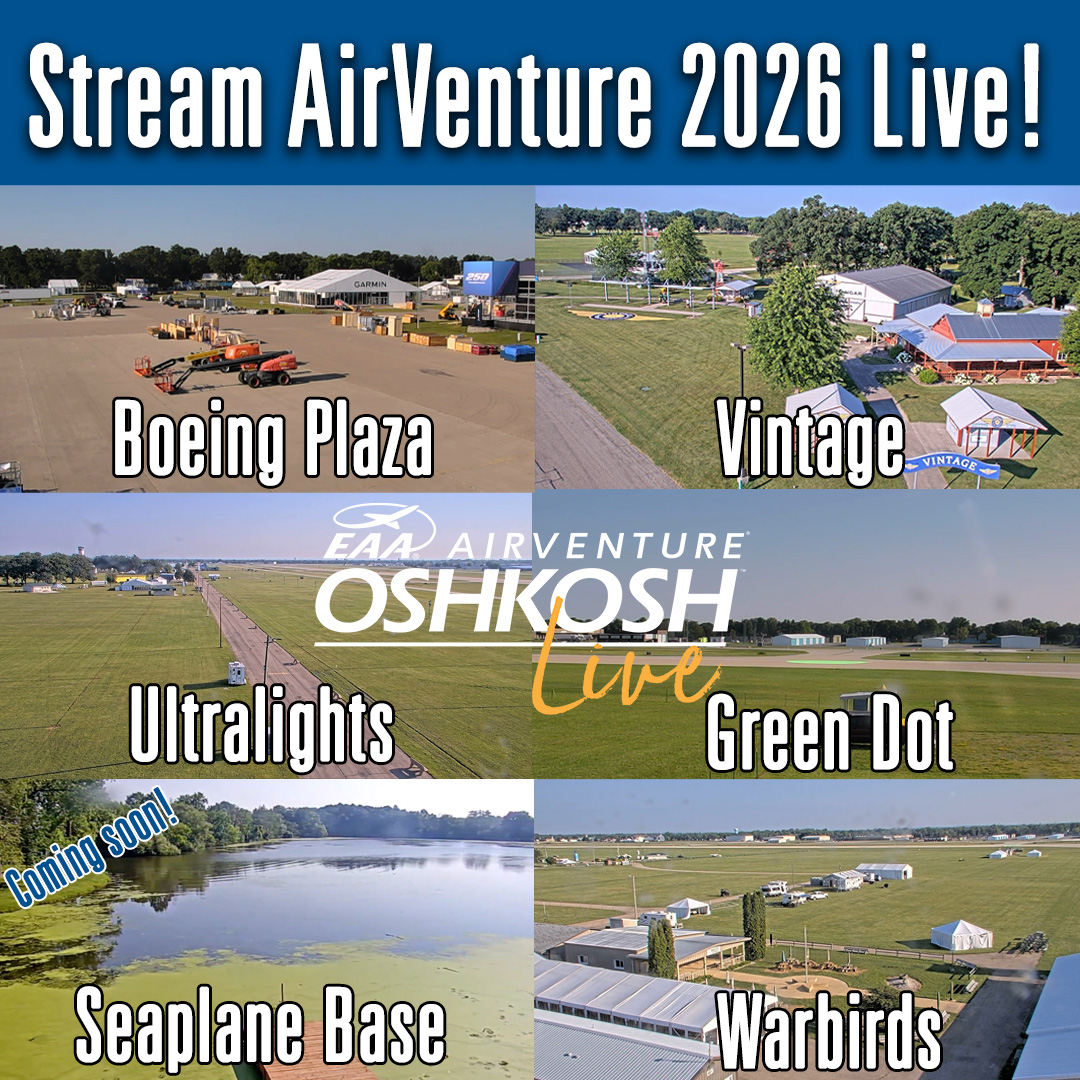 EAA's tweet photo. 🔦 Lights 📽️ Camera. 🟢 Set. 🎬 ACTION!  
Stream the #OSH26 grounds live right now ➡️ https://t.co/KHCMA5zSTu

(Seaplane Base livestream camera will be up and running later this week. Check back soon!)

#Oshkosh #AirVenture #avgeek #planespotting https://t.co/Rg6HureM1B