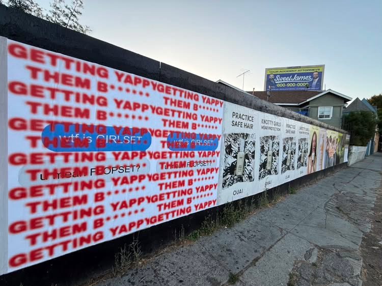 girlsetsite's tweet photo. GIRLSET’s promotional posters have been graffitied with the words, “THEM BITCHES GETTING YAPPY.” https://t.co/a3g3O0ImPm