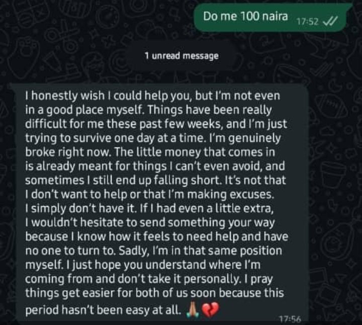 ar_byte_web's tweet photo. Bro could've just said 'I no get'. 😭🙏 https://t.co/G4VbxVrIDy