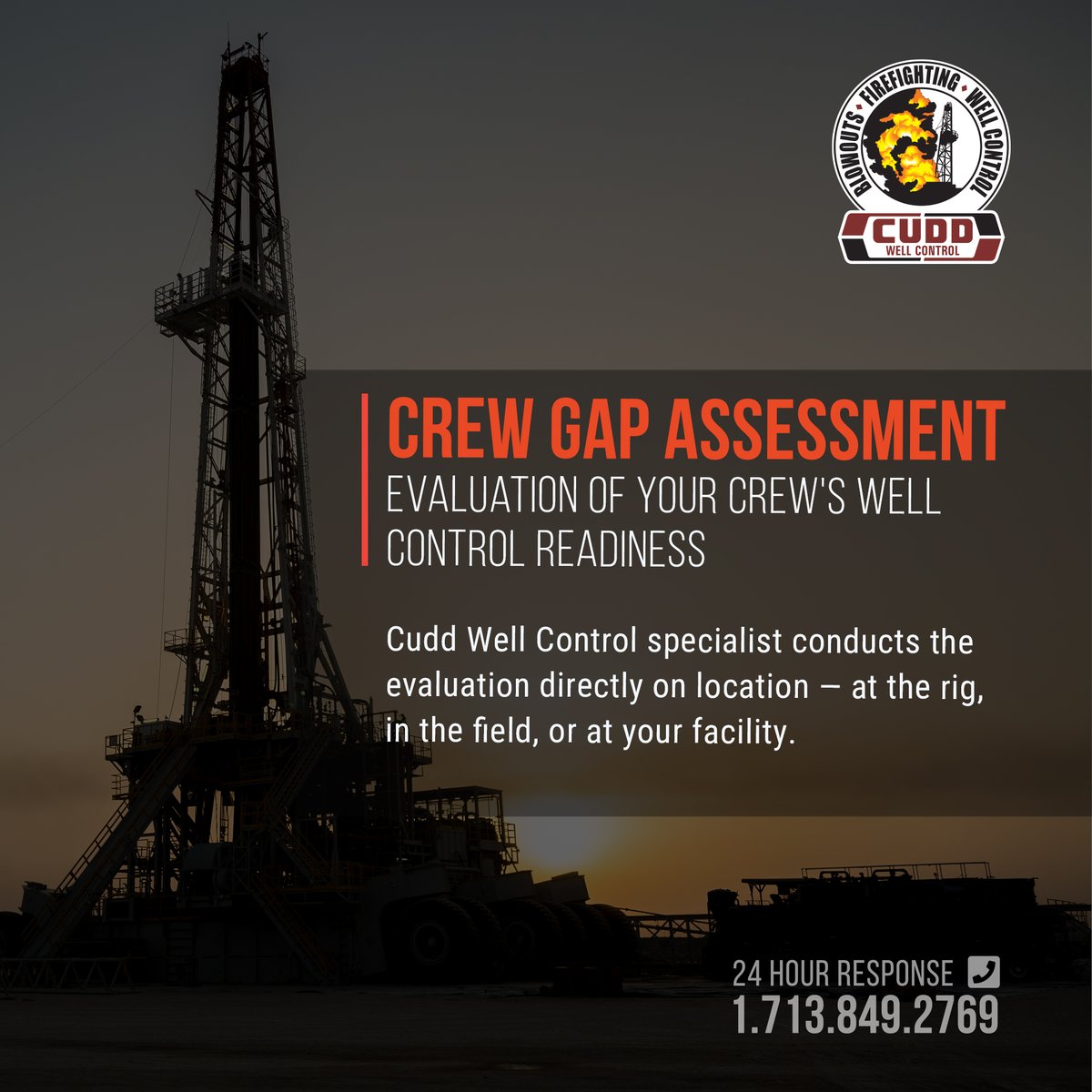 CuddWellControl's tweet photo. When a well control event happens, every person on location has a role to play. A Crew Gap Assessment evaluates whether each member of your crew, from floor hand to company man, actually knows what that role requires. The question is whether you find the gaps during a structured assessment or during an actual incident. 

The assessment evaluates practical, operational knowledge, the kind that determines how a crew performs under pressure, not how they perform on a multiple-choice exam.

Contact us to schedule your Crew Gap Assessment: Call +1.713.849.2769
#CuddWellControl #CrewAssessment #WellControl #AlwaysReady