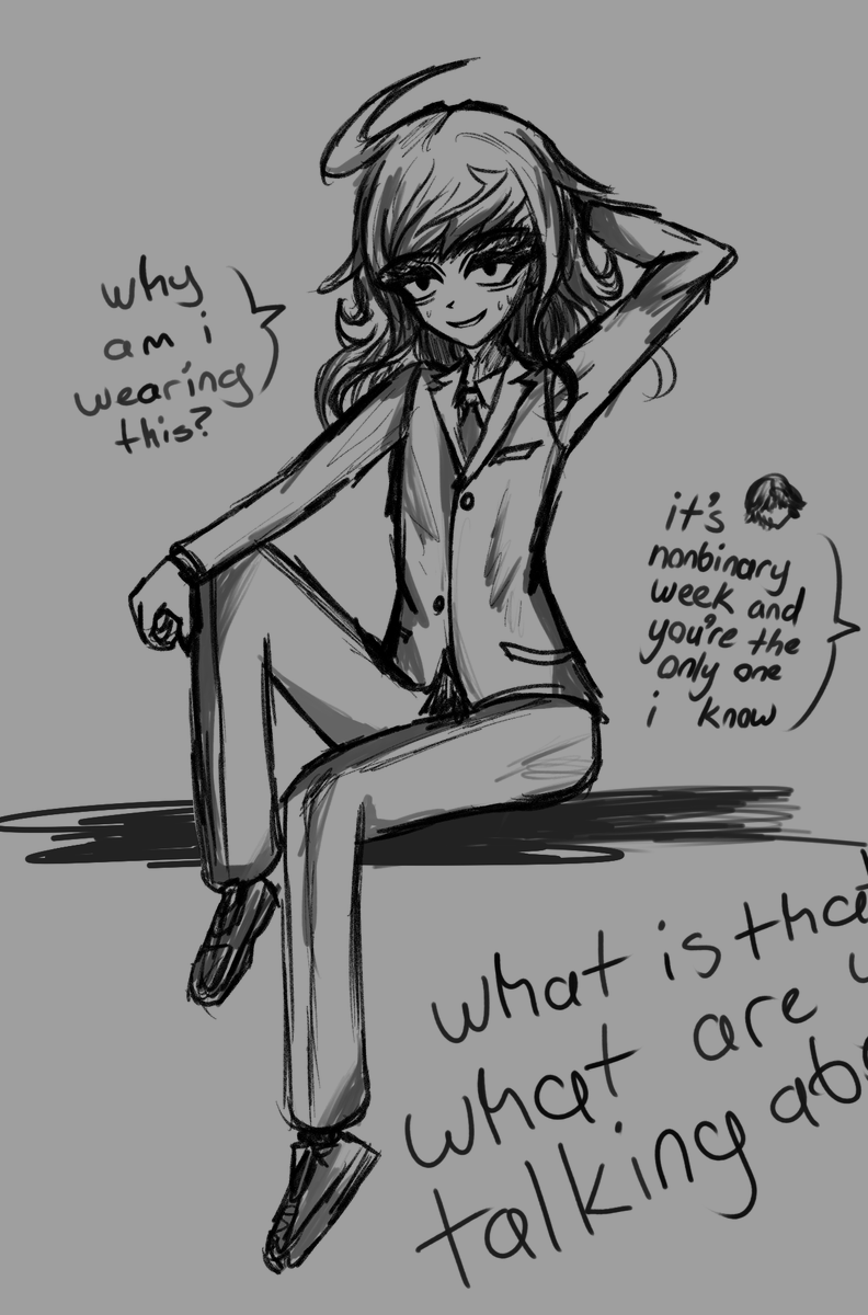 Azalinworks's tweet photo. We have joined the #NonbinaryCodedGames Steam sale! Check out our Steam announcement, and wishlist below! We're also going to be announcing the rest of the demo character's VAs this week, so tune in for that as well.
#visualnovel #vndev
"I have no idea what this 'nonbinary' means, but apparently my eligibility will make Johann's life 1% easier." 💙🏠
"It's a pretty big deal, actually..." 💛🔨
"Most of us are above concepts such as gender and the sort. I suppose I'm here to be your support, regardless..."💙🏠