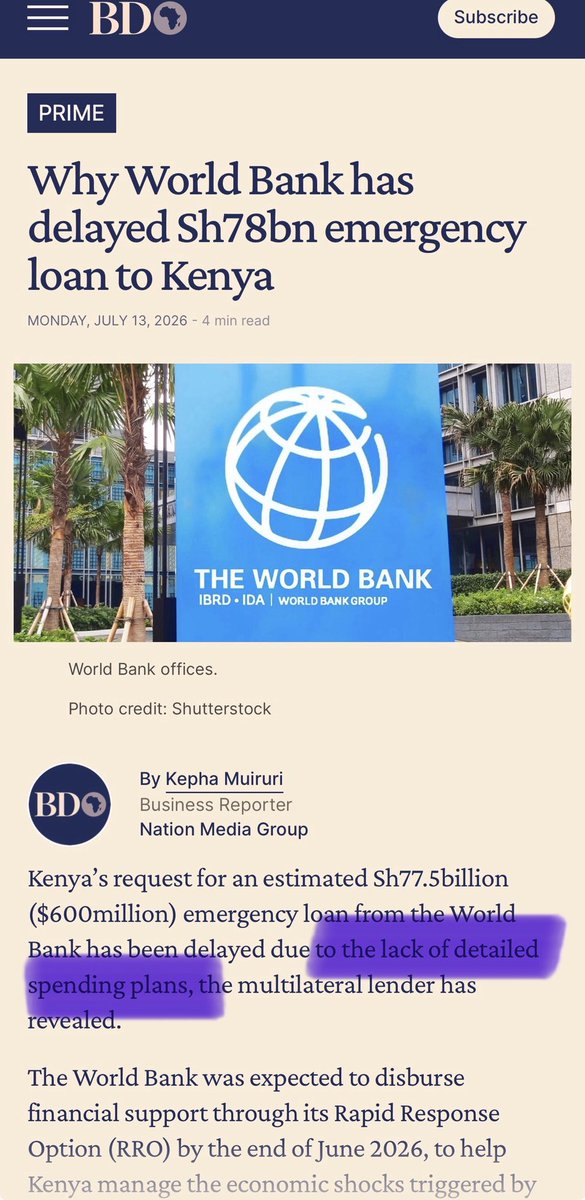 OkiyaOmtatah's tweet photo. It is a mockery of public finance for international lenders to feign shock at Kenya's lack of spending plans now, after years of rubber-stamping illegal, opaque loans that bypassed constitutional oversight and pushed our nation into a debt trap. @WorldBankGroup @WorldBankAfrica #denibandia #OdiousDebtKe