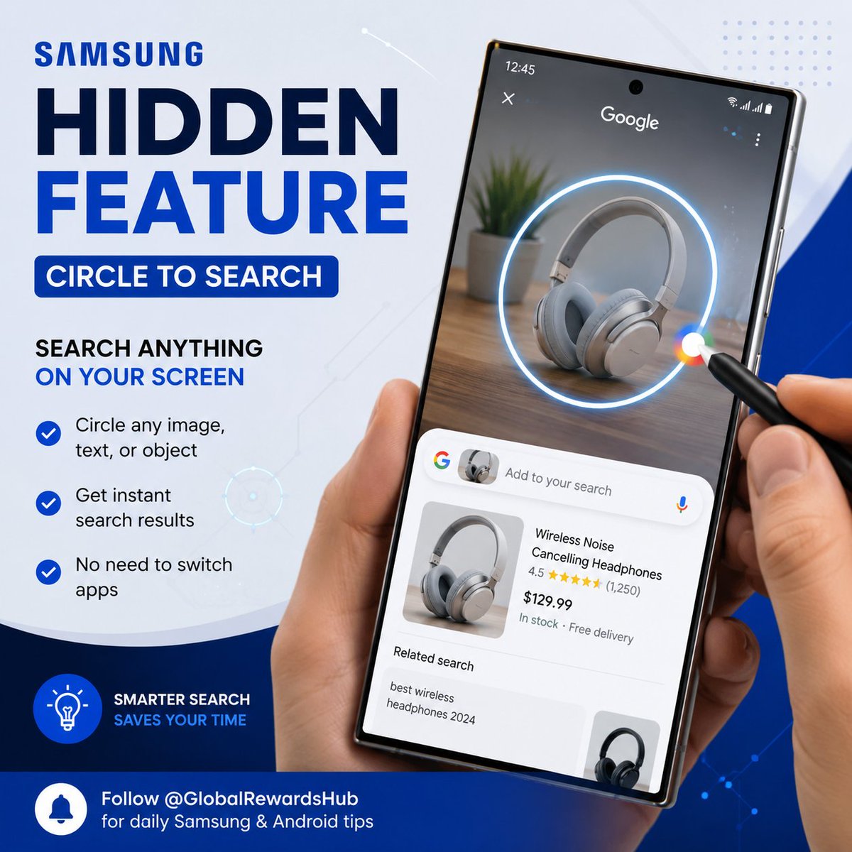 saifullahiu1778's tweet photo. Did you know Samsung has a feature that lets you search anything on your screen without switching apps?#Samsung #Android #TechTips #GalaxyAI #Smartphones https://t.co/feKLEw6inl