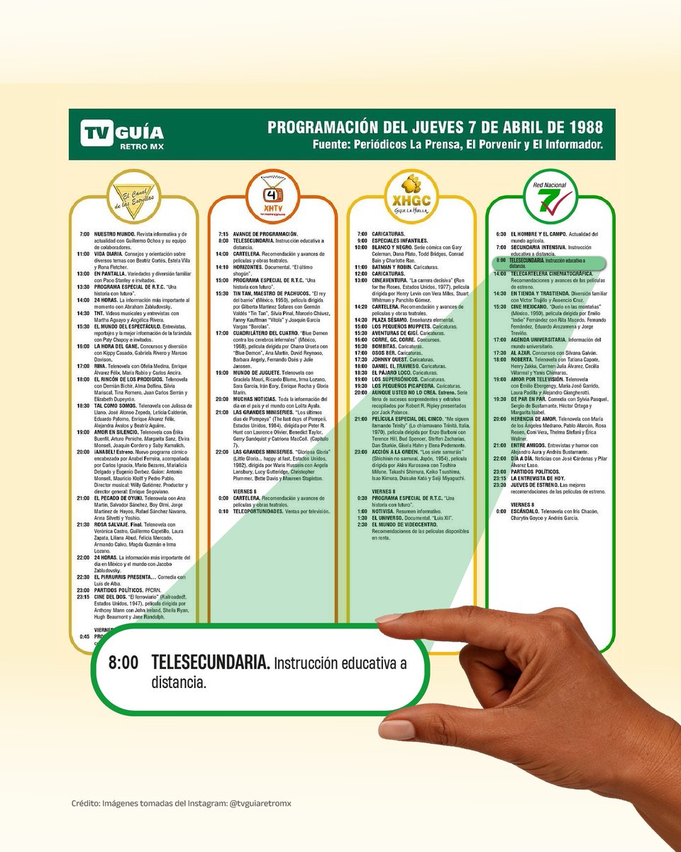 Pimentela_'s tweet photo. ¿Y si la frecuencia de Canal 7 estuviera al servicio de la educación y dejara de promover contenidos vacíos?

En realidad, ya ocurrió. Durante años, esa señal fue clave para combatir el rezago educativo y llevó la #Telesecundaria a miles de jóvenes en todo el país.

Va hilo👇🏽🧵 https://t.co/efhtGoS84K