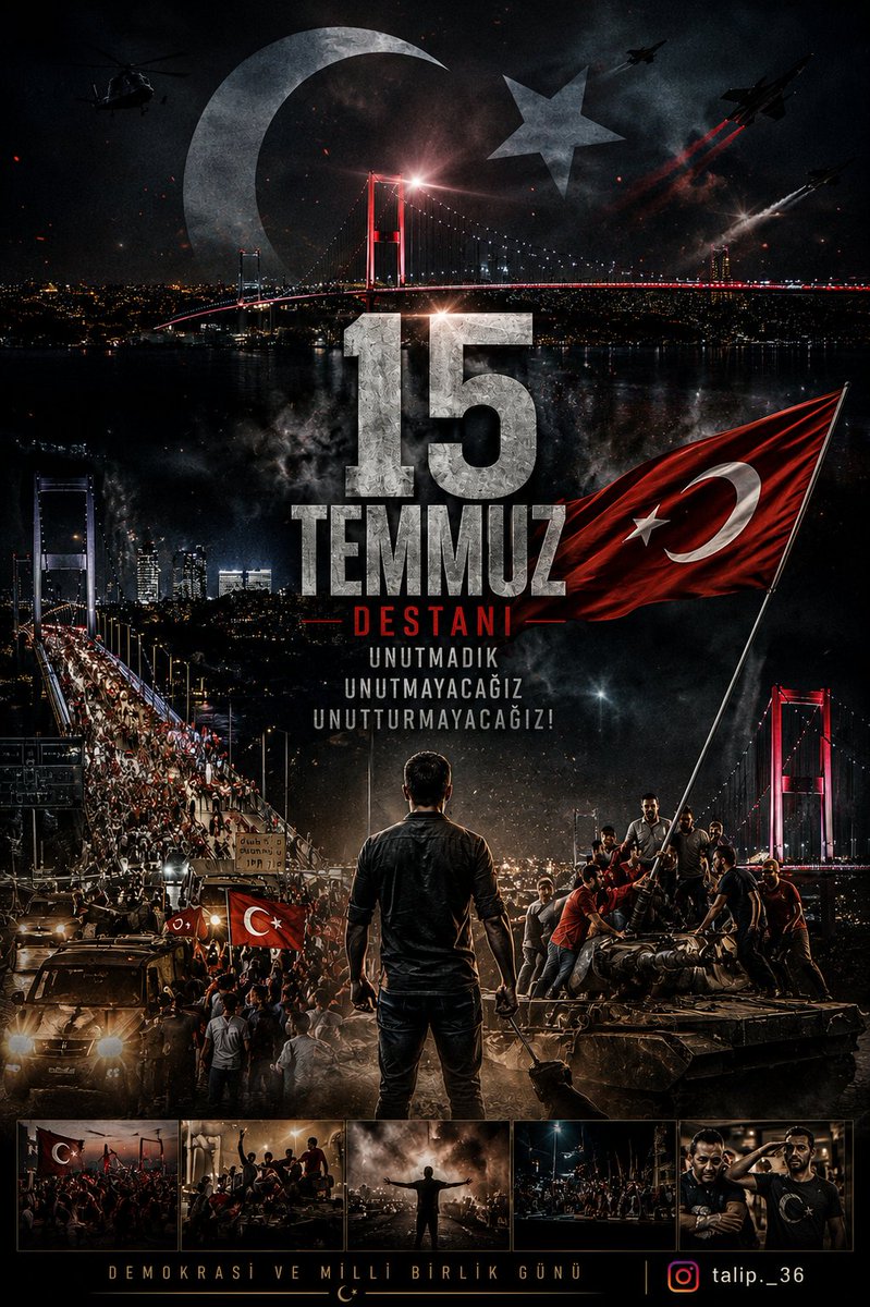 talipdoga's tweet photo. Bir milletin iradesi, cesareti ve birlik ruhu tarihe destan olarak yazıldı.
Şehitlerimizi Rahmetle, Gazilerimizi Minnetle Anıyoruz.
Unutmadık, Unutmayacağız, Unutturmayacağız.
🇹🇷 15 Temmuz Demokrasi ve Millî Birlik Günü

#15TemmuzDestanı https://t.co/TeWXeAaoLl