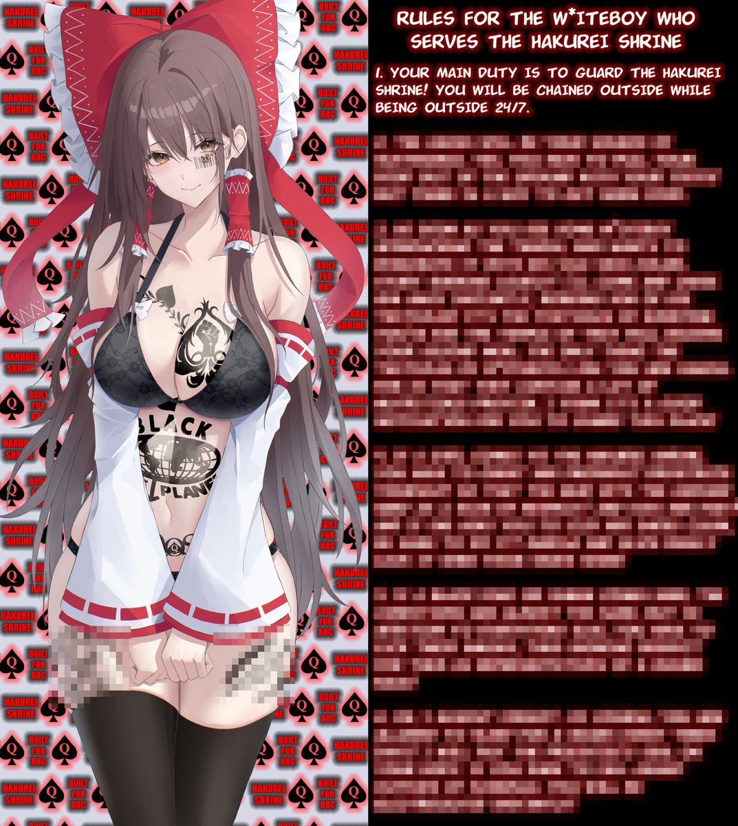 EvaBeatrice0451's tweet photo. Are you a w*iteboy who wants to serve the Hakurei Shrine? Cool! I'm sure Reimu has a great position for you!🥰♠️

The extreme version on boosty https://t.co/O3kuwq3Qiv

#Blacked #BNWO #qos #Touhou #hakurei_reimu #reimu_hakurei https://t.co/UGFJH72eqW