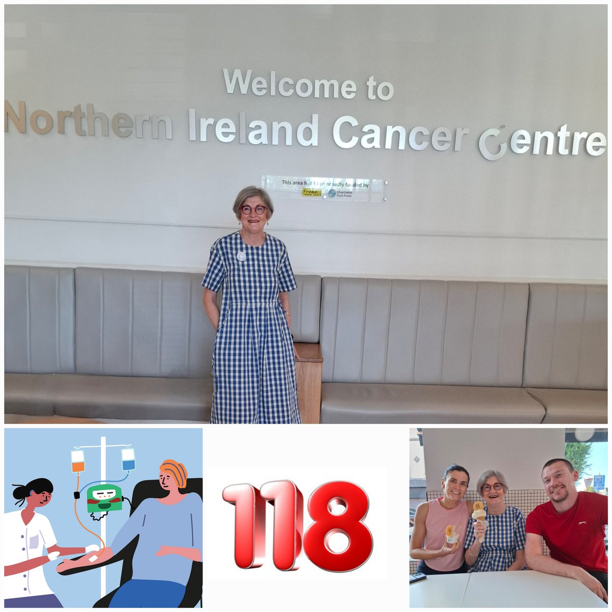 annmcbrien_'s tweet photo. Cycle #118 cancer treatment for stage 4/ metastatic breast cancer at @BelfastTrust NI Cancer Centre, followed by the traditional ice cream 🍦at Al Gelato @55Alastair with godchild Sarah &amp; husband, Paul. 
#NewlyWeds
#IceChemo
#GratefulForLife
#Familylove https://t.co/hYoc26ZcOO