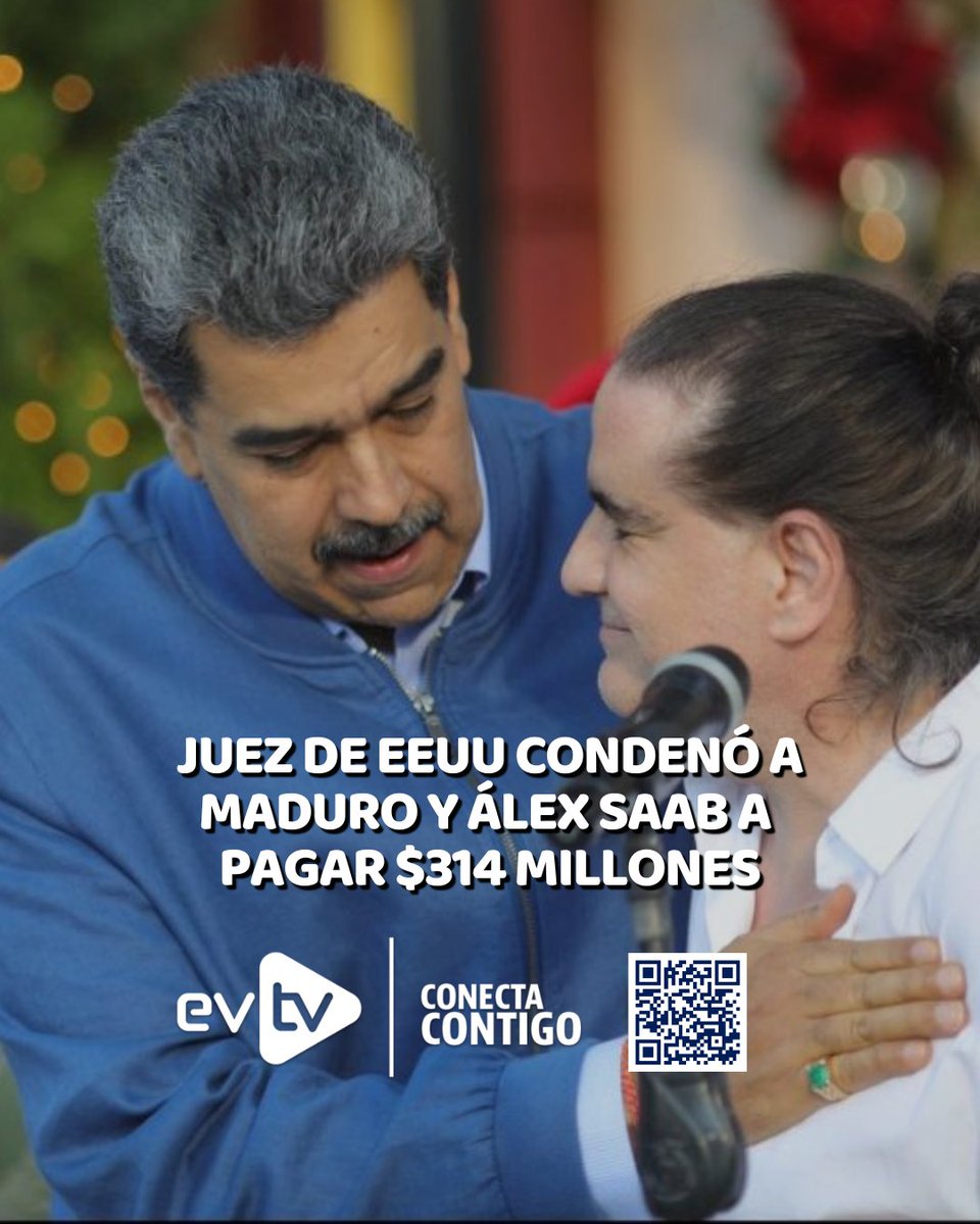 EVTVMiami's tweet photo. 🇺🇸 Juez de EE. UU. condenó a Maduro y Álex Saab a pagar $314 millones

⚖️ Un juez federal de Miami ordenó a Nicolás Maduro, Álex Saab y otros cinco funcionarios venezolanos pagar 314 millones de dólares a tres ciudadanos estadounidenses que denunciaron haber sido secuestrados y torturados durante su detención en Venezuela, según informó Associated Press.

📢 El juez Darrin P. Gayles concluyó que los demandados participaron en una "empresa criminal" encabezada por Maduro. La demanda describe torturas que incluyeron descargas eléctricas, golpizas y posiciones de estrés. Los tres estadounidenses recuperaron su libertad en 2023 durante el intercambio que permitió la liberación de Álex Saab.

📌 La encargada del Gobierno, Delcy Rodríguez, también fue demandada, pero quedó fuera del fallo luego de alegar inmunidad ante la justicia estadounidense. La decisión representa una de las mayores condenas civiles dictadas bajo la Ley Antiterrorismo de EE. UU.

#NoticiasEVTV #EEUU #Maduro