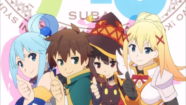 rorimanshi's tweet photo. - They are dying from starvation running in circles in the desert, they start arguing and fighting each other, and then they accidentaly find the tower
- Kazuma gets sniped by Shaula and dies, Megumin panics, fires random explosion, reality breaks and they fall down
- Aqua revives Kazuma. They can't go right because of the doors, so they go left and kill the Centaur pretty easily
- Shaula loses her panties
- Aqua casts some luck multiplier buffs on Kazuma and he just instantly guesses the right monolith
- They just throw Darkness at Reid and go past him