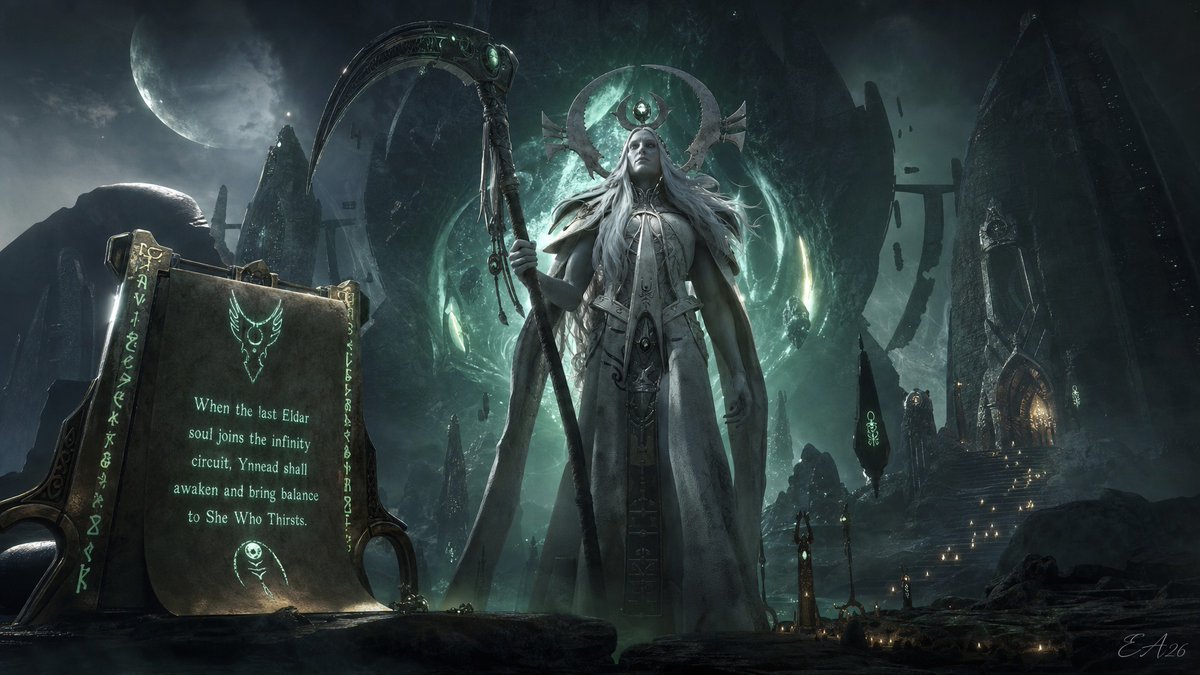 HairnetNation's tweet photo. Ynnead, the Eldar God of the Dead, in a Warhammer 40k depiction. https://t.co/SCMprHvbpF