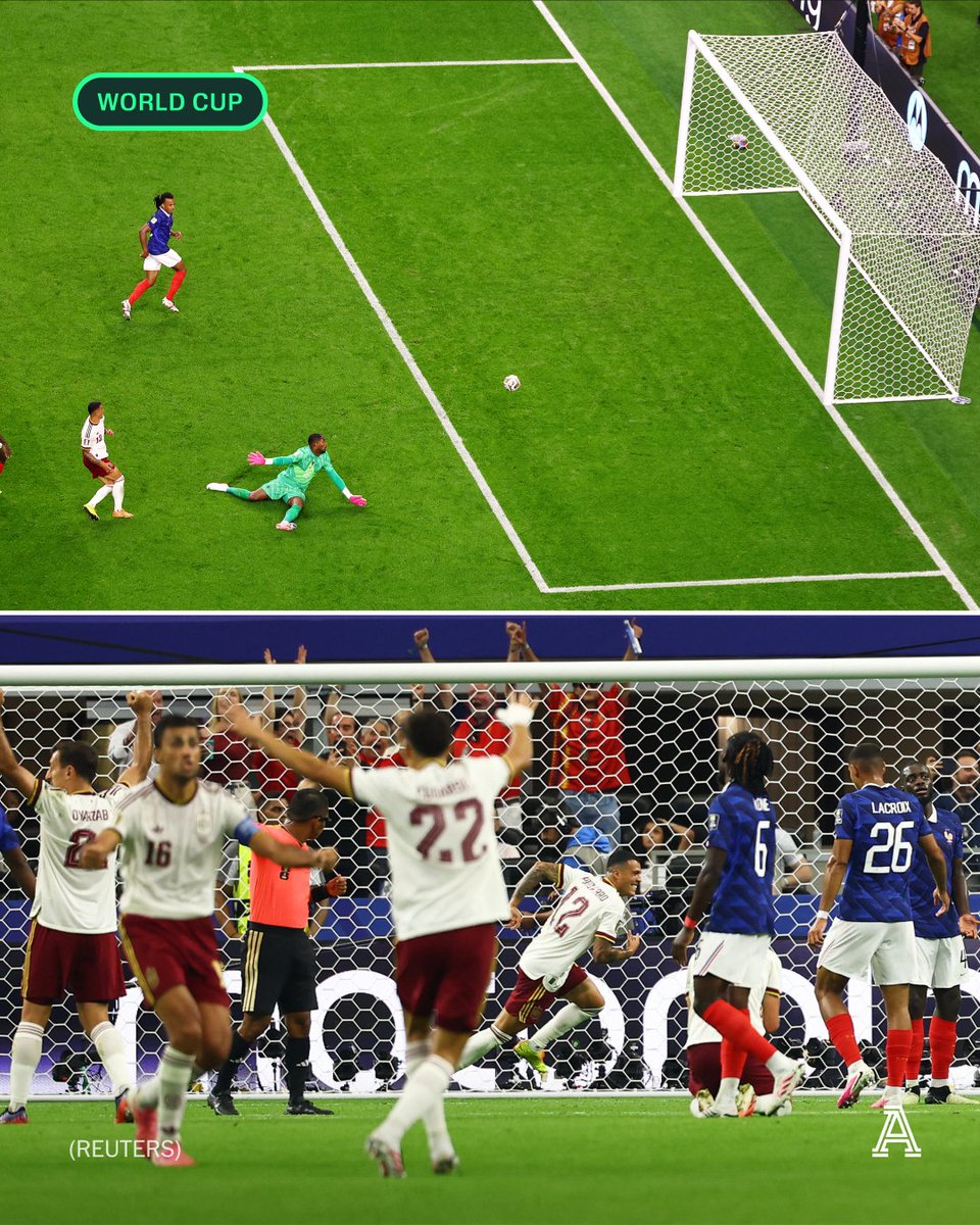 TheAthleticFC's tweet photo. Spain have their second. France look shellshocked.

Pedro Porro starts and finishes the move, linking up expertly with Dani Olmo before finishing like a forward — it's only his second international goal.

France hadn't trailed at the World Cup before today. Now they are down by two and will need to mount a comeback for the ages to make Sunday’s final...
